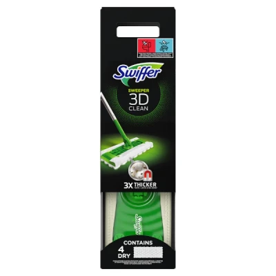 Image of Swiffer 3D Dust Catcher Mop Starter Kit 4 Dry Wipes/2 Wet Wipes