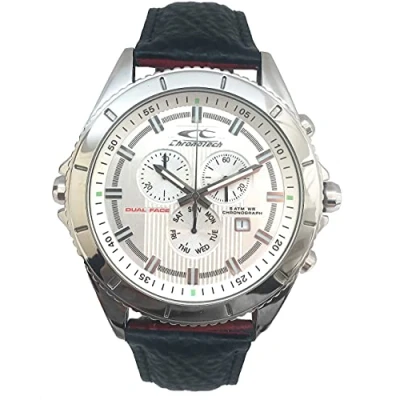 Image of ChronoTech Mens Chronograph Quartz Watch with Leather Strap CT7636L 02, White, 42MM,