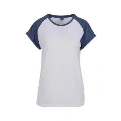 Image of Urban Classics Contrast Raglan Print Tshirt, Women&#039;s, Size: 4XL, White vintageblue