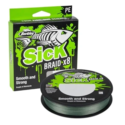 Image of Berkley Sick Braided line Moss Green 2000m 0.14mm (16.5kg) fishing