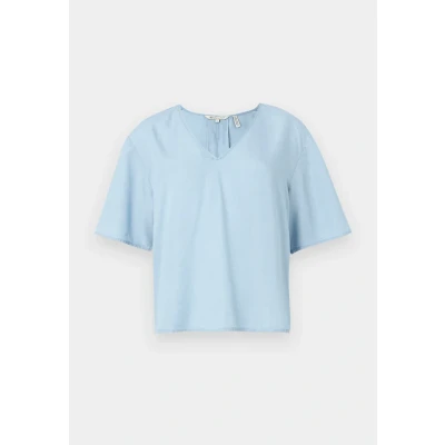 Image of TOM Tailor denim V NECK Blouse, Women&#039;s, Size: XL, Light stone bright blue