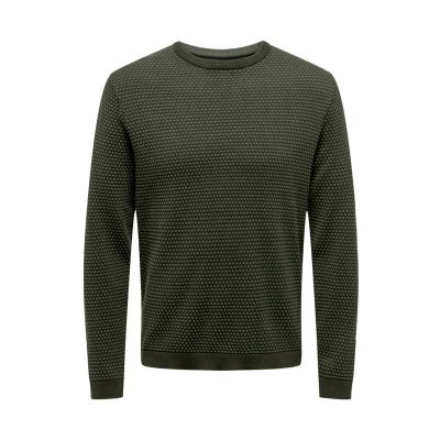 Image of Only &amp; Sons Men&#039;s Knitted Jumper, Rosin/Model: Forest Night Dots, M