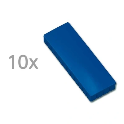 Image of MAUL MAULsolid Magnets, 54 x 19 mm (Pack of 10), Mini Magnets Made Plastic with High Adhesion, Strong for Whiteboard and Magnetic Board, Ideal Office, Home Office Workshop, Blue