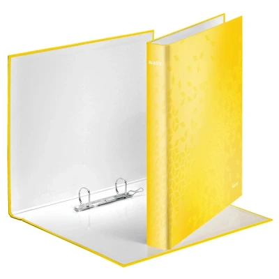 Image of Leitz 2 Ring Binder, Holds up to 230 Maxi Sheets, Wow Range, 40 mm Spine, 42410016 A4, Yellow