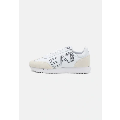 Image of EA7 Emporio Armani Vintage Unisex Trainers, Size: 8, White/black Leather and textile