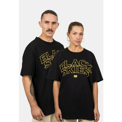 Image of Blackskies TEAM Print Tshirt, Size: Medium, Black yellow