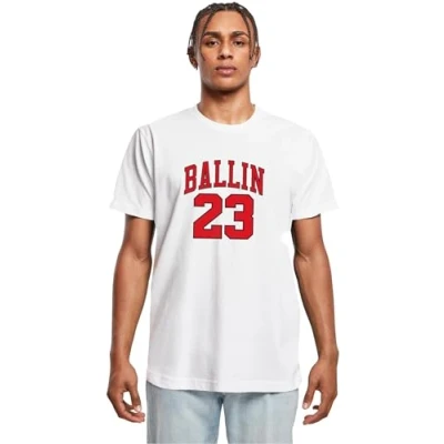 Image of Mister Tee Ballin 23 Print Tshirt, Men&#039;s, Size: 3XL, White