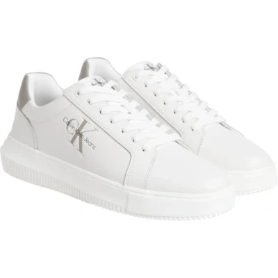 Image of Calvin Klein Jeans Chunky Cupsole Trainers, Men&#039;s, Size: 10, Bright white/rock ridge Leather