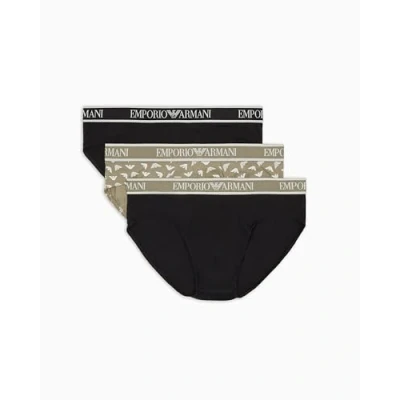 Image of Emporio Armani Brief 3 PACK Briefs, Men&#039;s, Size: XXL, Black/green