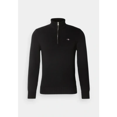 Image of GANT Casual HALF ZIP Jumper, Men&#039;s, Size: 3XL, Black