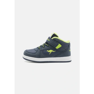 Image of Kangaroos KCPI Kalino MID Unisex Hightop trainers for kids, Size: 6K, Dark navy/lime Imitation leather/ textile