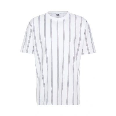 Image of Urban Classics Heavy Oversized Stripe TEE Print Tshirt, Men&#039;s, Size: Small, White/navy