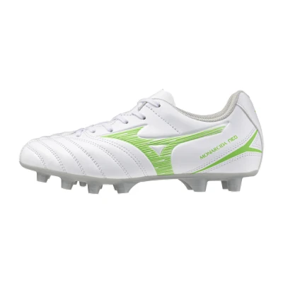 Image of Mizuno Monarcida NEO III Select JR Unisex Moulded stud football boots for kids, Size: 1.5, White/neon green Synthetics
