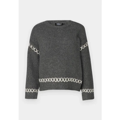 Image of ONLY Onlamanda LIFE Oneck Detail Jumper, Women&#039;s, Size: XL, Light grey