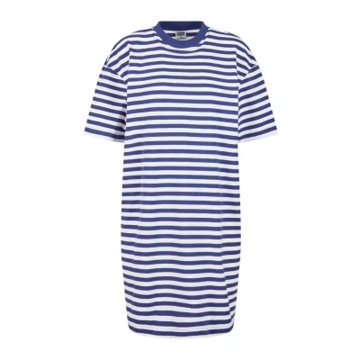 Image of Urban Classics Striped Jersey dress, Women&#039;s, Size: Large, White darkblue