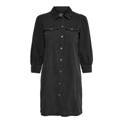 Image of ONLY Women&#039;s Onlfelica DNM Dress Noos, Washed Black, L