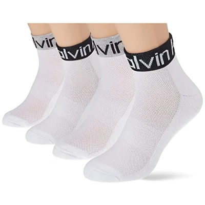 Image of Calvin Klein Underwear MEN Quarter LOGO WELT Drake 6 PACK Socks, Men&#039;s, Size: One Size, White combo