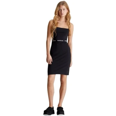 Image of Calvin Klein Jeans LOGO TAPE Strappy Dress Jersey dress, Women&#039;s, Size: 3XL, Black