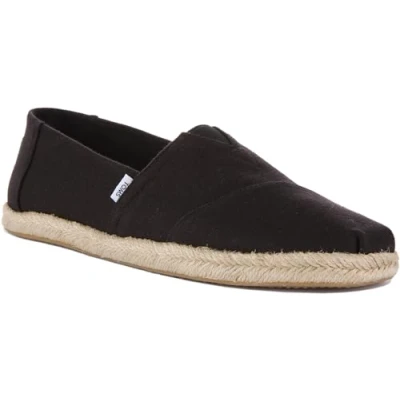 Image of TOMS Alpargata Espadrilles, Men&#039;s, Size: 12, Black Cotton