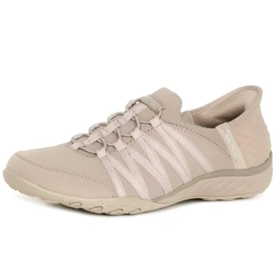 Image of Skechers Women&#039;s Breathe Easy Roll with me Sneaker, Taupe, 6.5 UK
