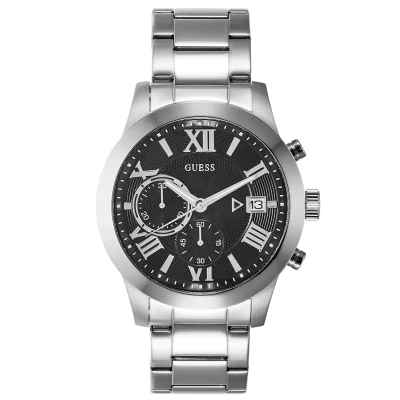 Image of Guess MENS Dress Chronograph watch silvercoloured/black, Men&#039;s, Size: One Size, Silver coloured/black