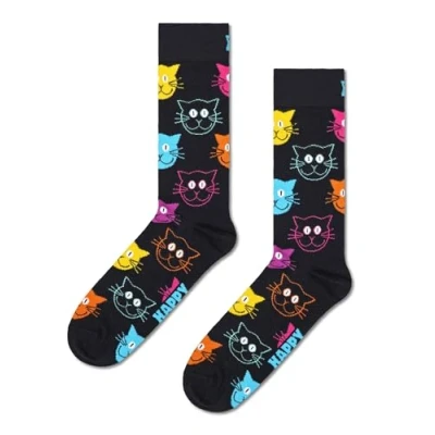 Image of Happy Socks CAT SOCK Unisex Socks, Size: 4 7, Black multi