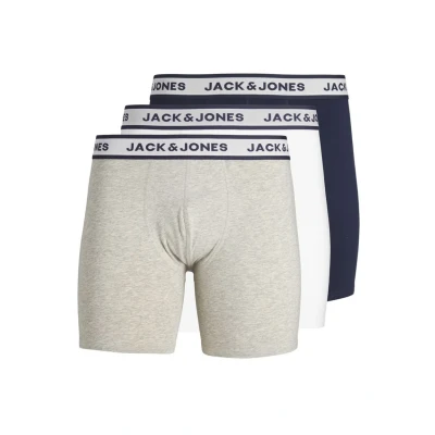 Image of JACK &amp; JONES Men&#039;s Boxer Shorts, Light Grey Melange/Pack: White Navy Blazer, XL
