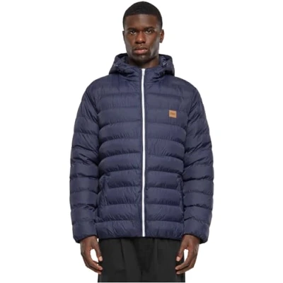 Image of Urban Classics Men&#039;s Basic Bubble Jacket, Navy/White/Navy, L