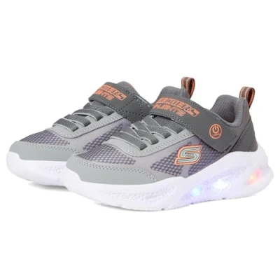 Image of Skechers Meteorlights Trainers for kids, Size: 3, Charcoal/gray/orange Imitation leather/ textile