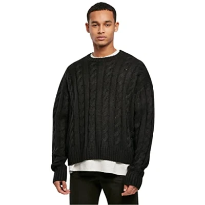 Image of Urban Classics Men&#039;s Boxy Sweater Sweatshirt, Black, 4XL