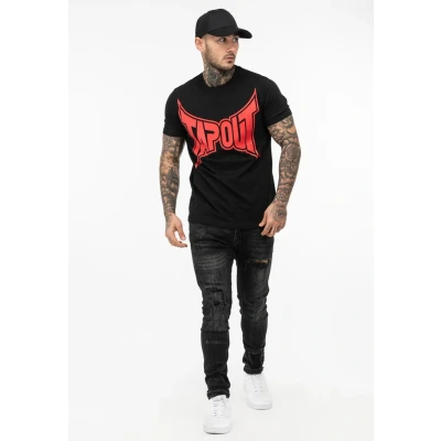 Image of Tapout Normale Passform LOGO Print Tshirt, Men&#039;s, Size: Large, Black red
