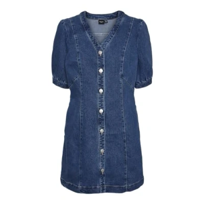 Image of Vero Moda Vmmelody MINI Dress denim dress, Women&#039;s, Size: Medium, Medium blue