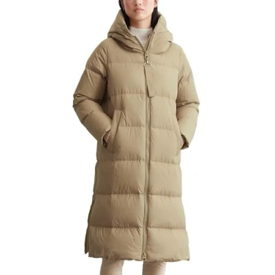 Image of Marc O&#039;Polo Puffer COAT WITH HOOD SIDE Slits Zipper WELT Pockets Backpack Belts Down coat, Women&#039;s, Size: 16, Soft mocca