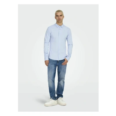 Image of Only &amp; Sons Men&#039;s Onsrobin Button Under Ls Stretch Shirt Long Sleeve, Cashmere Blue, L