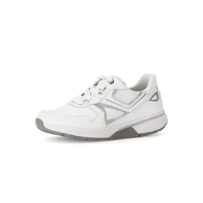 Image of Gabor Rollingsoft Sneaker Trainers, Women&#039;s, Size: 9, White silver Leather and textile