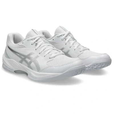 Image of Asics Geltask 4 Handball shoes, Women&#039;s, Size: 7.5, White/pure silver Textile/synthetics