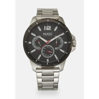 Image of HUGO Sport Chronograph watch silvercoloured/black, Men&#039;s, Size: One Size, Silver coloured/black