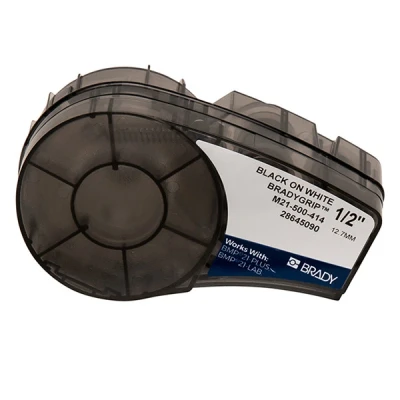 Image of Brady Bradygrip Printable Hook Material for The BMP21 Plus Series, 12.70mm x 3.048m, Black on White