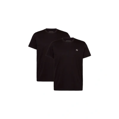 Image of Calvin Klein Jeans Monologo 2 PACK Basic Tshirt, Men&#039;s, Size: Medium, Black/black