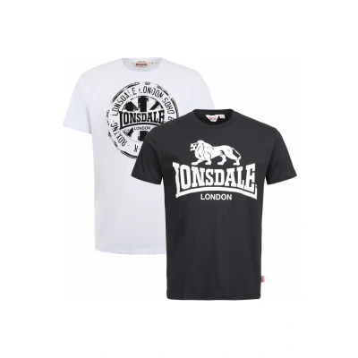 Image of Lonsdale Doppelpack Print Tshirt, Men&#039;s, Size: XXL, Black white