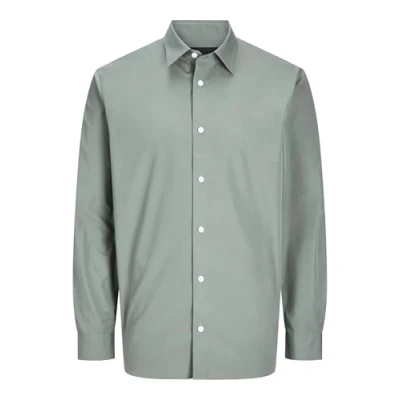 Image of JACK &amp; JONES Men&#039;s Jprblabushwick Stanley Shirt L/S Sn Long Sleeve, Agave Green/Fit:solid, M