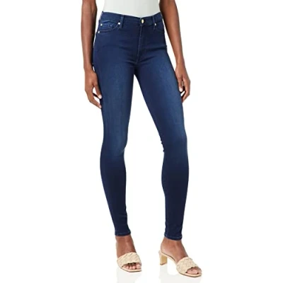 Image of 7 For All Mankind Women&#039;s Hw Skinny Jeans, Blue (Mid Rl), 26W / 30L