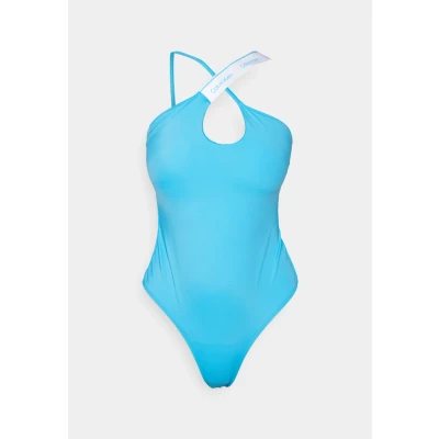 Image of Calvin Klein Swimwear Halter ONE Piece Swimsuit, Women&#039;s, Size: Medium, Malibu blue