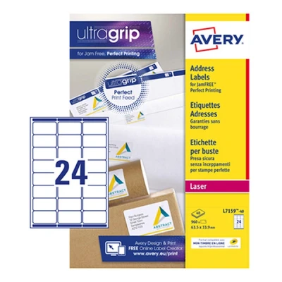 Image of Avery The 7159 40 Labels 63.5 x 33.9 mm White