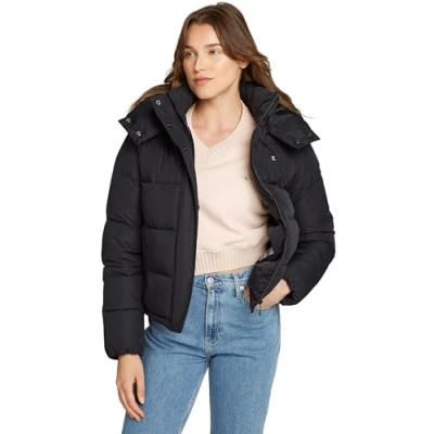 Image of Calvin Klein Jeans Monologo Puffer Winter jacket, Women&#039;s, Size: XXL, Black