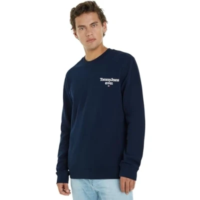 Image of Tommy Jeans Entry Graphic CREW Sweatshirt, Men&#039;s, Size: 36/38, Dark night navy