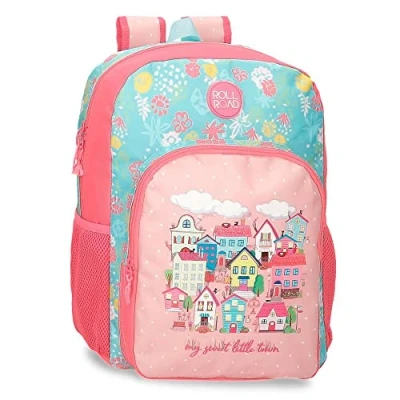 Image of ROLL ROAD My Little Town School Backpack Adaptable to Cart Pink 30x40x13cm Polyester 15.6L, Pink, Trolley, Trolley