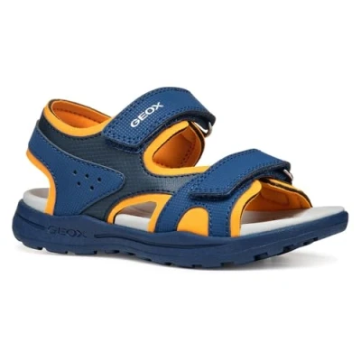 Image of Geox J Vaniett BOY Walking sandals for kids, Size: 7K, Navy/orange Synthetics/textile