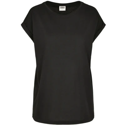 Image of Urban Classics Extended Shoulder TEE Basic Tshirt, Women&#039;s, Size: XS, Black