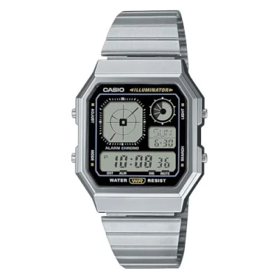 Image of Casio Unisex Digital watch silvercoloured/black, Size: One Size, Silver/coloured/black